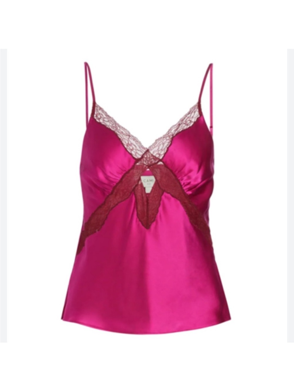 Cami NYC Florentine Fuchsia Pink Satin Lace-Trim Cami